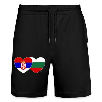 Serbien Bulgarien Flagge Herz - Stanley/Stella Unisex Bio Joggingshorts Trainer  - Schwarz - Vorne - Nik (191cm) & Marisol (170cm)