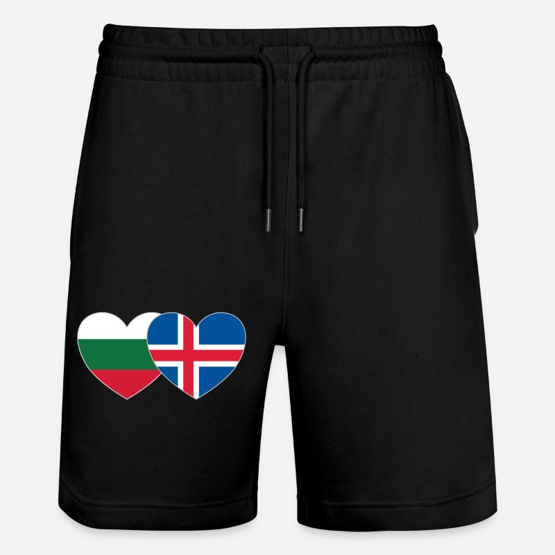 Bulgarie Islande Drapeau Coeur - Short de jogging bio TRAINER Stanley/Stella unisexe - noir