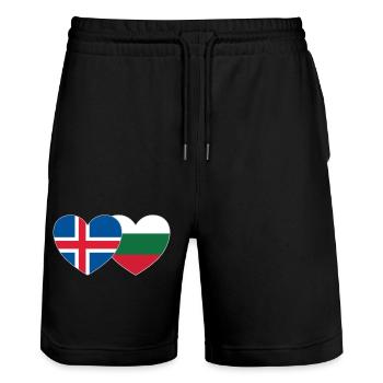 Island Bulgarien Flagge Herz - Stanley/Stella Unisex Bio Joggingshorts Trainer  - Schwarz - Vorne - Nik (191cm) & Marisol (170cm)