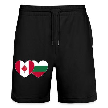 Kanada Bulgarien Flagge Herz - Stanley/Stella Unisex Bio Joggingshorts Trainer  - Schwarz - Vorne - Nik (191cm) & Marisol (170cm)