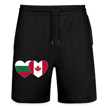 Bulgaria Canada Flag Heart - Stanley/Stella Trainer Unisex Organic Jogging Shorts - black - Front - Nik (191cm) & Marisol (170cm)