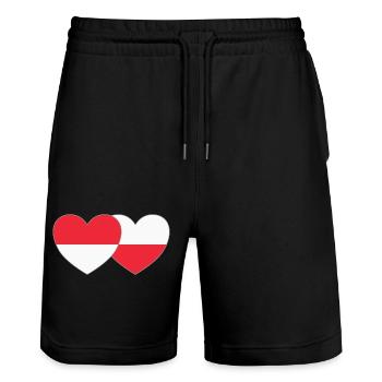 Indonésie Pologne Drapeau Coeur - Short de jogging bio TRAINER Stanley/Stella unisexe - noir - Devant - Nik (191cm) & Marisol (170cm)