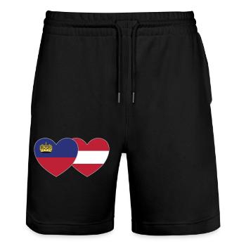 Lichtenstein Autriche Flag Heart - Short de jogging bio TRAINER Stanley/Stella unisexe - noir - Devant - Nik (191cm) & Marisol (170cm)