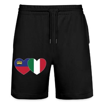 Liechtenstein Italien Flagge Herz - Stanley/Stella Unisex Bio Joggingshorts Trainer  - Schwarz - Vorne - Nik (191cm) & Marisol (170cm)