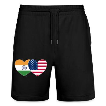 Inde Usa Flag Heart - Short de jogging bio TRAINER Stanley/Stella unisexe - noir - Devant - Nik (191cm) & Marisol (170cm)
