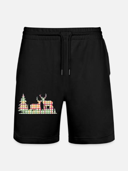 Hirsche - Stanley/Stella Unisex Bio Joggingshorts Trainer  - Schwarz