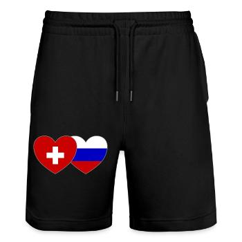 Suisse Russie Flag Coeur - Short de jogging bio TRAINER Stanley/Stella unisexe - noir - Devant - Nik (191cm) & Marisol (170cm)