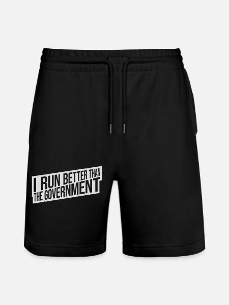 run better than government - Stanley/Stella Trainer Unisex Organic Jogging Shorts - black
