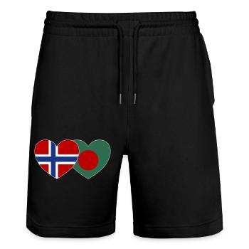 Norvège Bangladesh Flag Heart - Short de jogging bio TRAINER Stanley/Stella unisexe - noir - Devant - Nik (191cm) & Marisol (170cm)