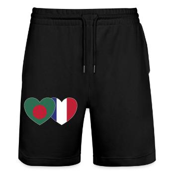 Bangladesh France Flag Heart - Short de jogging bio TRAINER Stanley/Stella unisexe - noir - Devant - Nik (191cm) & Marisol (170cm)