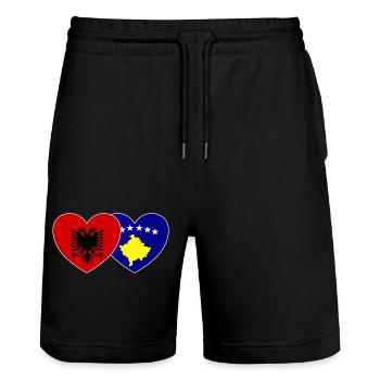 Albanie Kosovo Flag Heart - Short de jogging bio TRAINER Stanley/Stella unisexe - noir - Devant - Nik (191cm) & Marisol (170cm)