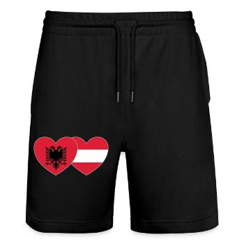 Albanie Drapeau de Pâques Coeur - Short de jogging bio TRAINER Stanley/Stella unisexe - noir - Devant - Nik (191cm) & Marisol (170cm)