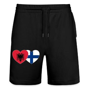 Albanie Finlande Drapeau Coeur - Short de jogging bio TRAINER Stanley/Stella unisexe - noir - Devant - Nik (191cm) & Marisol (170cm)