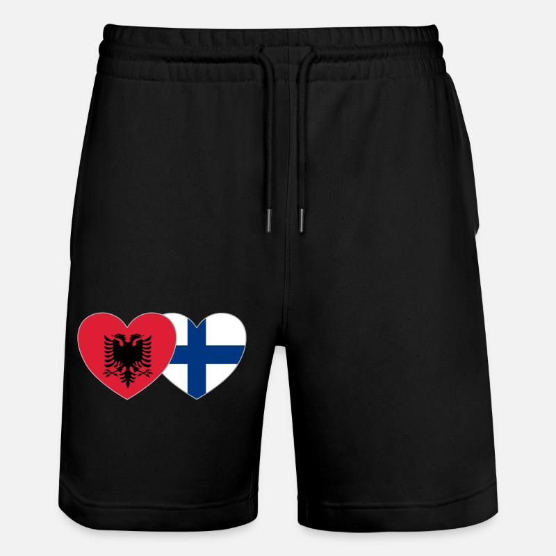 Albanie Finlande Drapeau Coeur - Short de jogging bio TRAINER Stanley/Stella unisexe - noir
