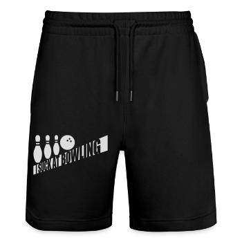 Je suis nul au bowling - Short de jogging bio TRAINER Stanley/Stella unisexe - noir - Devant - Nik (191cm) & Marisol (170cm)