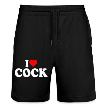 I love cock - Stanley/Stella Trainer Unisex Organic Jogging Shorts - black - Front - Nik (191cm) & Marisol (170cm)