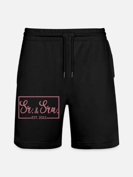 Sr. & Sra. Est. 2022 - Regalo de bodas para hombres y mujeres - Pantalones cortos de deporte ecológicos unisex Trainer de Stanley/Stella - negro