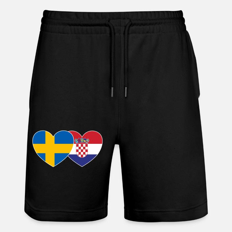 Suède Croatie Flag Heart - Short de jogging bio TRAINER Stanley/Stella unisexe - noir