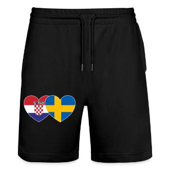 Croatie Suède Flag Coeur - Short de jogging bio TRAINER Stanley/Stella unisexe - noir - Devant - Nik (191cm) & Marisol (170cm)