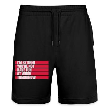 have fun at work - Stanley/Stella Unisex Bio Joggingshorts Trainer  - Schwarz - Vorne - Nik (191cm) & Marisol (170cm)