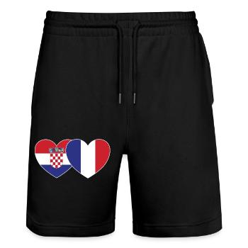 Croatie France Flag Coeur - Short de jogging bio TRAINER Stanley/Stella unisexe - noir - Devant - Nik (191cm) & Marisol (170cm)