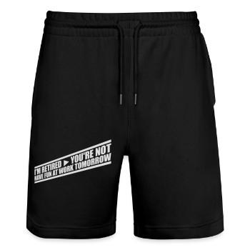 have fun at work - Stanley/Stella Unisex Bio Joggingshorts Trainer  - Schwarz - Vorne - Nik (191cm) & Marisol (170cm)