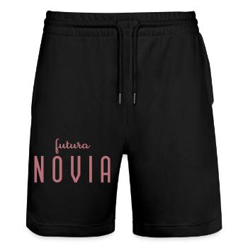 Futura Novia Engagement Bridal Shower Wedding - Stanley/Stella Trainer Unisex Organic Jogging Shorts - black - Front - Nik (191cm) & Marisol (170cm)