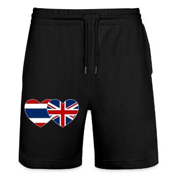Thailand England Flagge Herz - Stanley/Stella Unisex Bio Joggingshorts Trainer  - Schwarz - Vorne - Nik (191cm) & Marisol (170cm)