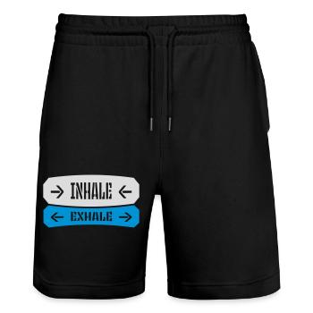 Inspirez expirez Yoga citation - Short de jogging bio TRAINER Stanley/Stella unisexe - noir - Devant - Nik (191cm) & Marisol (170cm)