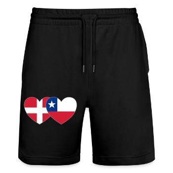 Dänemark Chile Flagge Herz - Stanley/Stella Unisex Bio Joggingshorts Trainer  - Schwarz - Vorne - Nik (191cm) & Marisol (170cm)