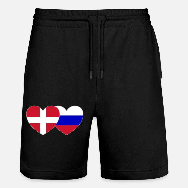 Danemark Russie Flag Coeur - Short de jogging bio TRAINER Stanley/Stella unisexe - noir
