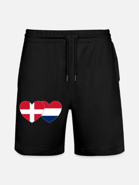 Danemark Drapeau hollandais Coeur - Short de jogging bio TRAINER Stanley/Stella unisexe - noir