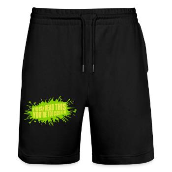 trop près de moi - Short de jogging bio TRAINER Stanley/Stella unisexe - noir - Devant - Nik (191cm) & Marisol (170cm)
