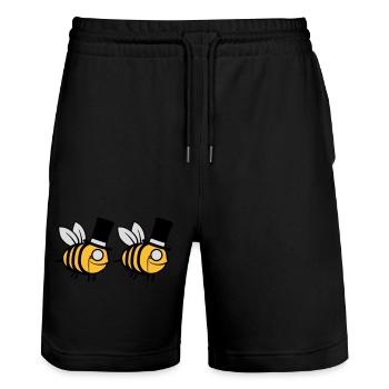 Team Cylinder Hat Bees - Stanley/Stella Trainer Unisex Organic Jogging Shorts - black - Front - Nik (191cm) & Marisol (170cm)