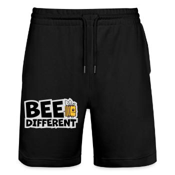 bee different Spruch Zitat - Stanley/Stella Unisex Bio Joggingshorts Trainer  - Schwarz - Vorne - Nik (191cm) & Marisol (170cm)