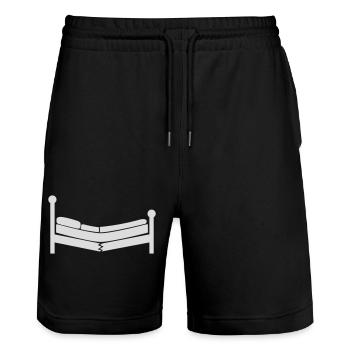 Destroyed Bed Clipart Logo - Stanley/Stella Trainer Unisex Organic Jogging Shorts - black - Front - Nik (191cm) & Marisol (170cm)
