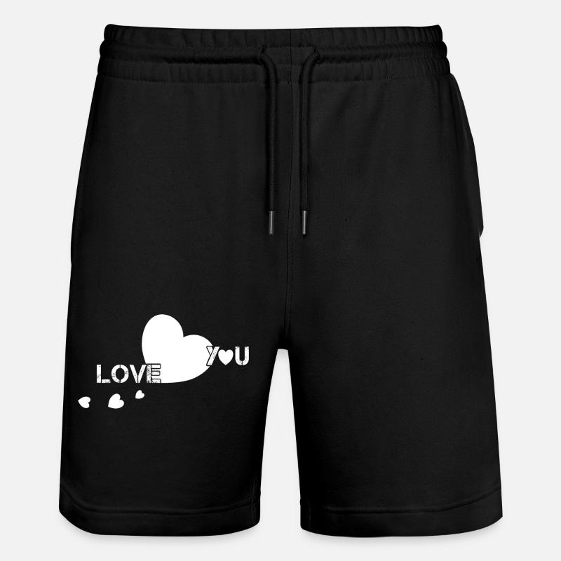 Je t’aime cœurs blancs - Short de jogging bio TRAINER Stanley/Stella unisexe - noir