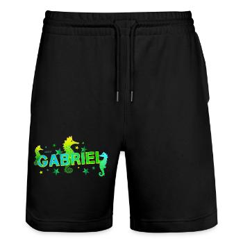 Gabriel - Short de jogging bio TRAINER Stanley/Stella unisexe - noir - Devant - Nik (191cm) & Marisol (170cm)