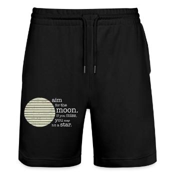 Aim for the moon. If you miss, you may hit a star. - Stanley/Stella Trainer Unisex Organic Jogging Shorts - black - Front - Nik (191cm) & Marisol (170cm)