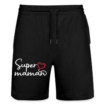 Super maman - Short de jogging bio TRAINER Stanley/Stella unisexe - noir - Devant - Nik (191cm) & Marisol (170cm)