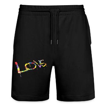 Graffiti-Stil Splash Hip-Hop-Farben Maler Liebe - Stanley/Stella Unisex Bio Joggingshorts Trainer  - Schwarz - Vorne - Nik (191cm) & Marisol (170cm)