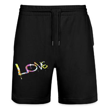 Graffiti-Stil Splash Hip-Hop-Farben Maler Liebe - Stanley/Stella Unisex Bio Joggingshorts Trainer  - Schwarz - Vorne - Nik (191cm) & Marisol (170cm)