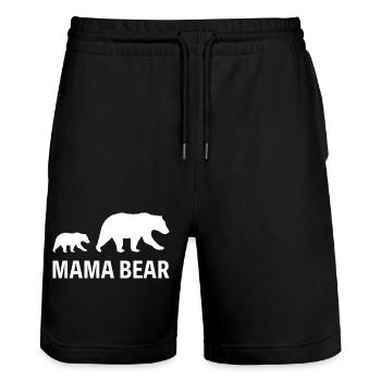 Mama Bear Mother Gift - Stanley/Stella Trainer Unisex Organic Jogging Shorts - black - Front - Nik (191cm) & Marisol (170cm)