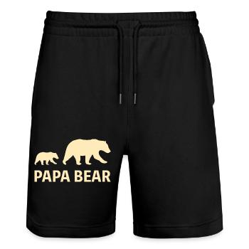Papa Bear Father’s Day Cadeau du père - Short de jogging bio TRAINER Stanley/Stella unisexe - noir - Devant - Nik (191cm) & Marisol (170cm)
