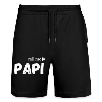 Call me papi - Short de jogging bio TRAINER Stanley/Stella unisexe - noir - Devant - Nik (191cm) & Marisol (170cm)