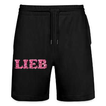 Lieb mit Rosenblättern geschrieben - Stanley/Stella Unisex Bio Joggingshorts Trainer  - Schwarz - Vorne - Nik (191cm) & Marisol (170cm)
