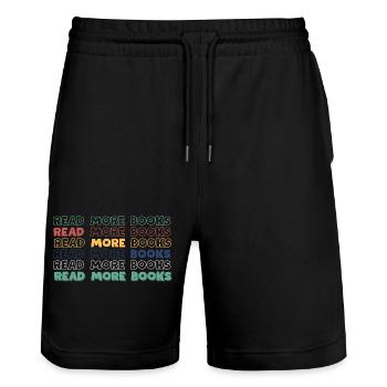 READ MORE BOOKS - Stanley/Stella Trainer Unisex Organic Jogging Shorts - black - Front - Nik (191cm) & Marisol (170cm)