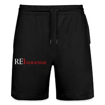 RE - Indigenise - Stanley/Stella Unisex Bio Joggingshorts Trainer  - Schwarz - Vorne - Nik (191cm) & Marisol (170cm)