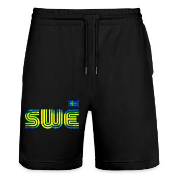 Suède Suède drapeau national norden skandinavia - Short de jogging bio TRAINER Stanley/Stella unisexe - noir - Devant - Nik (191cm) & Marisol (170cm)