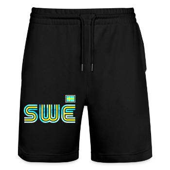 Suède Suède drapeau national norden skandinavia - Short de jogging bio TRAINER Stanley/Stella unisexe - noir - Devant - Nik (191cm) & Marisol (170cm)